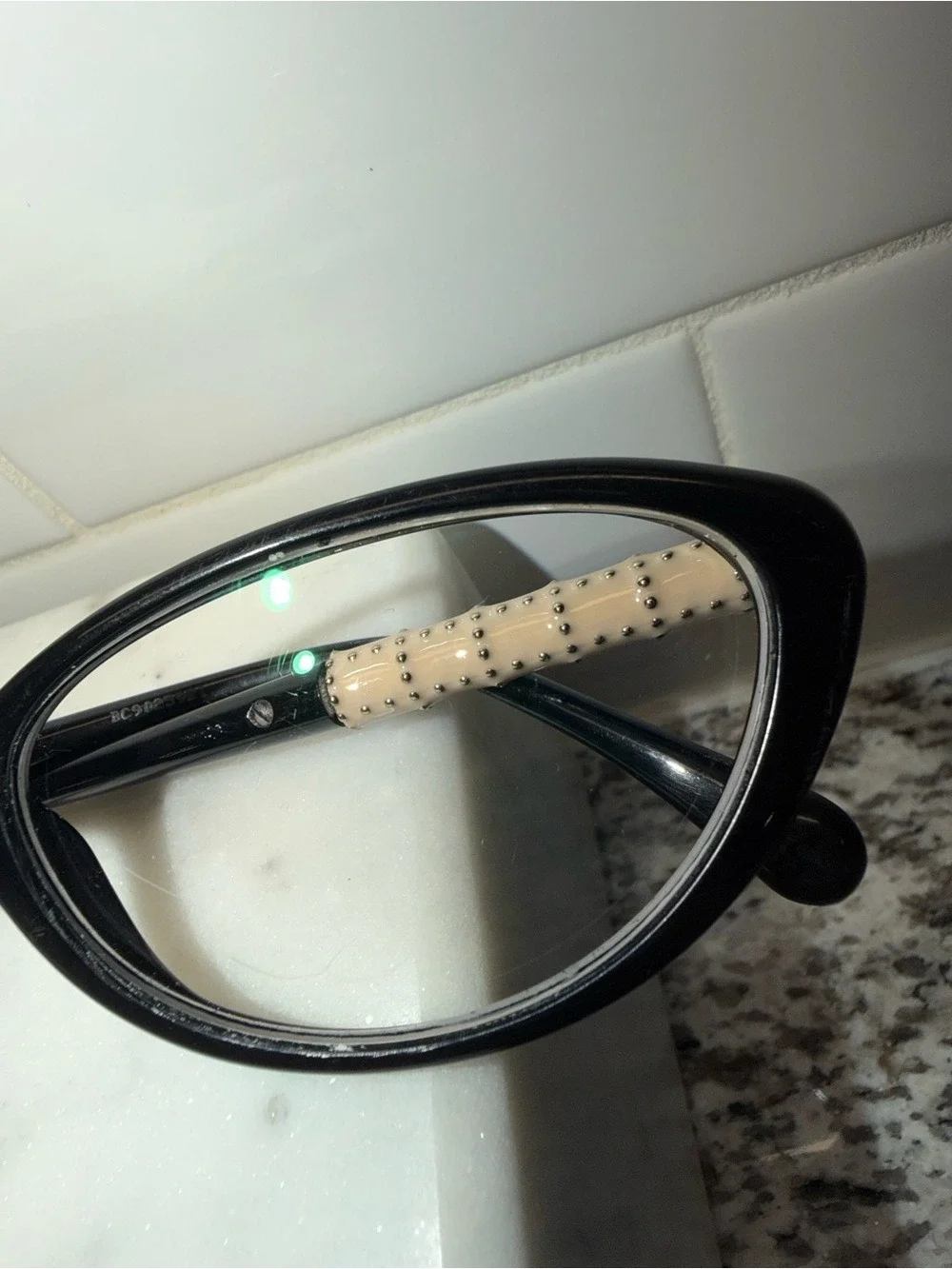 Chanel Quilted Studded Eyeglass Frames – Black & Cream – Repair/Replacement 3215